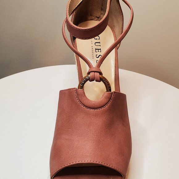 Guess Pink Suede Wedges Size 8.5 - Picture 3 of 6
